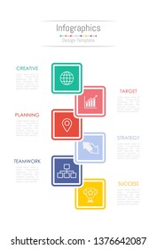 Infographic design elements for your business data with 6 options, parts, steps, timelines or processes. Vector Illustration.