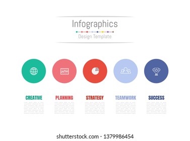Infographic design elements for your business data with 5 options, parts, steps, timelines or processes. Vector Illustration.