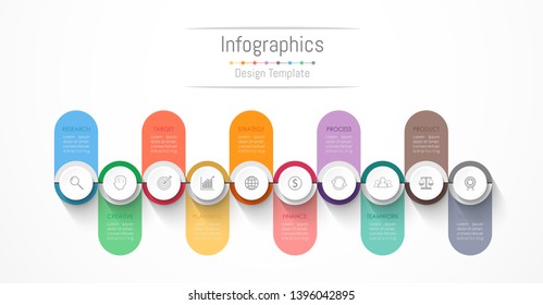 Infographic design elements for your business data with 10 options, parts, steps, timelines or processes. Vector Illustration.
