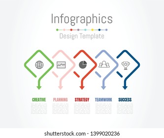 Infographic design elements for your business data with 5 options, parts, steps, timelines or processes. Vector Illustration.