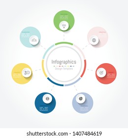 Infographic design elements for your business data with 7 options, parts, steps, timelines or processes. Vector Illustration.