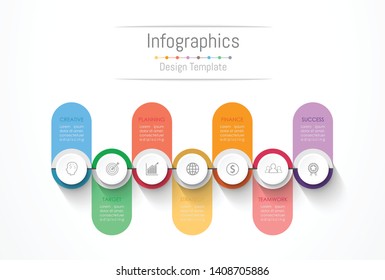 Infographic design elements for your business data with 7 options, parts, steps, timelines or processes. Vector Illustration.