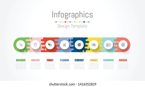 Infographic design elements for your business data with 8 options, parts, steps, timelines or processes. Vector Illustration.