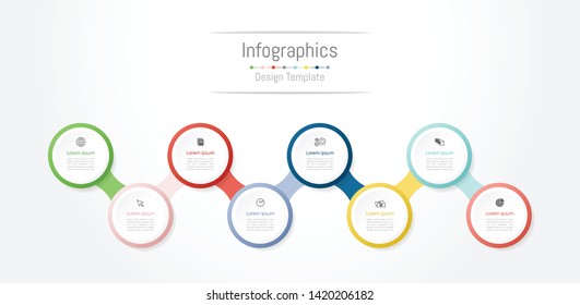 Infographic design elements for your business data with 8 options, parts, steps, timelines or processes. Vector Illustration.