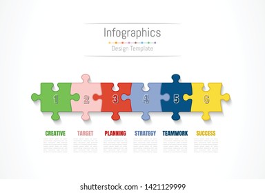 Infographic design elements for your business data with 6 options, parts, steps, timelines or processes. Vector Illustration.