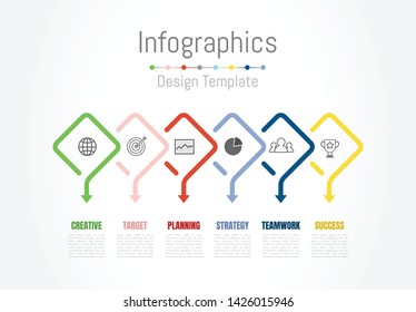 Infographic design elements for your business data with 6 options, parts, steps, timelines or processes. Vector Illustration.