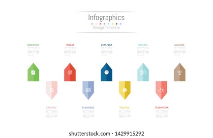 Infographic design elements for your business data with 9 options, parts, steps, timelines or processes. Vector Illustration.
