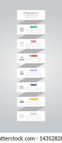 Infographic design elements for your business data with 7 options, parts, steps, timelines or processes. Vector Illustration.