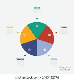 Infographic design elements for your business data with 5 options, parts, steps, timelines or processes. Vector Illustration.