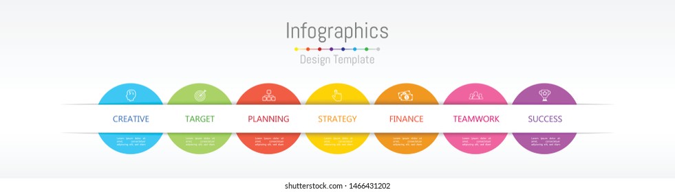 Infographic design elements for your business data with 7 options, parts, steps, timelines or processes. Vector Illustration.