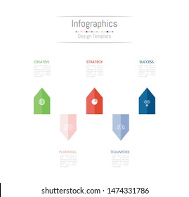 Infographic design elements for your business data with 5 options, parts, steps, timelines or processes. Vector Illustration.