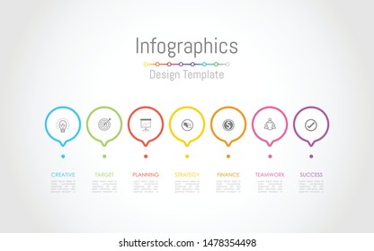 Infographic design elements for your business data with 7 options, parts, steps, timelines or processes. Vector Illustration.