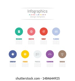 Infographic design elements for your business data with 9 options, parts, steps, timelines or processes. Vector Illustration.