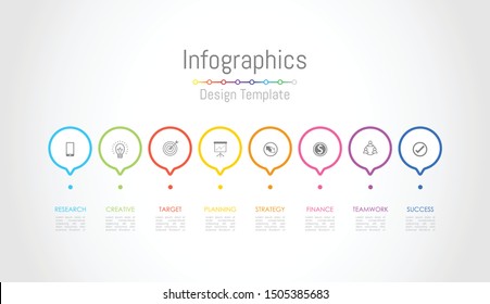 Infographic design elements for your business data with 8 options, parts, steps, timelines or processes. Vector Illustration.