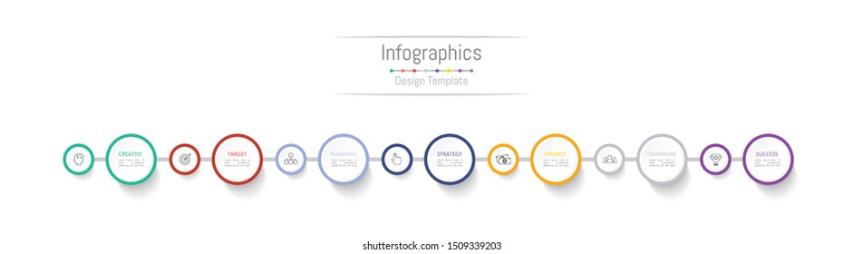 Infographic design elements for your business data with 7 options, parts, steps, timelines or processes. Vector Illustration.