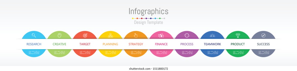 Infographic design elements for your business data with 10 options, parts, steps, timelines or processes. Vector Illustration.