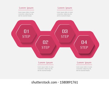 Infographic design elements for your business data with 4 options, parts, steps or processes. Horizontal timeline illustration.
