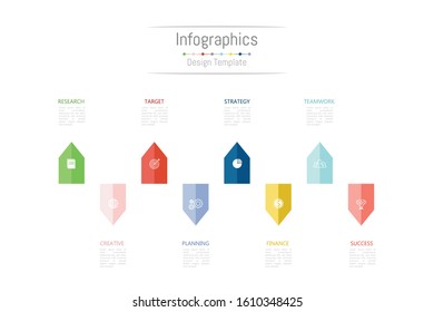 Infographic design elements for your business data with 8 options, parts, steps, timelines or processes. Vector Illustration.