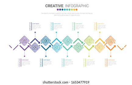 Infographic design elements for your business with 9 options, parts, steps or processes, Vector Illustration. 