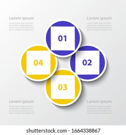 Elementos de diseño infográfico para sus datos empresariales con 4 opciones, piezas, pasos o procesos.