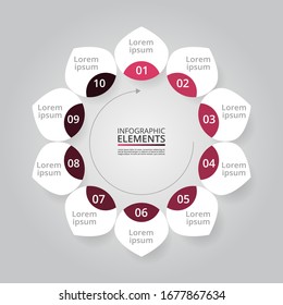 Infographic design elements for your business data with 10 options, parts, steps or processes.