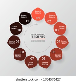 Infographic design elements for your business data with 11 options, parts, steps or processes.