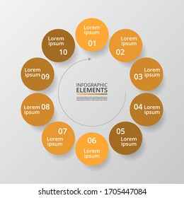 Infographic design elements for your business data with 10 options, parts, steps or processes.