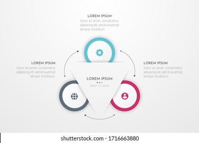 Infographic design elements for your business data with 3 circle options, parts, steps, timelines or processes. Vector illustration.