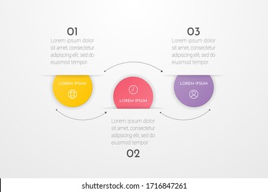 Infographic design elements for your business data with 3 circle options, parts, steps, timelines or processes. Vector illustration.