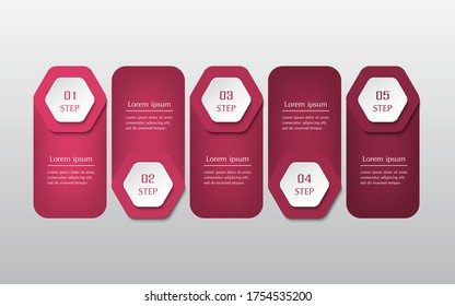 Elementos de diseño infográfico para sus datos empresariales con 5 opciones, partes, pasos o procesos.