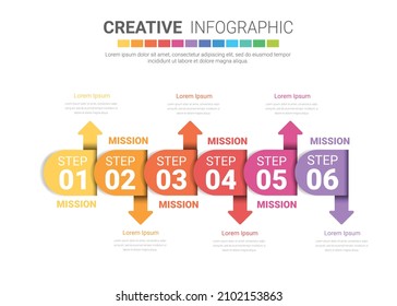 Infographic design elements for your business with 6 options, parts, steps or processes, Vector Illustration.