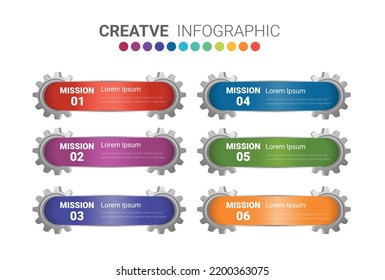 Infographic design elements for your business with 6 options, parts, steps or processes, Vector Illustration.