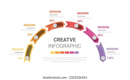Infographic design elements for your business with 6 options, parts, steps or processes, Vector Illustration.