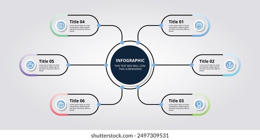 Infographic design elements for your business data with 6 options, parts, steps, timelines or processes. Vector Illustration.