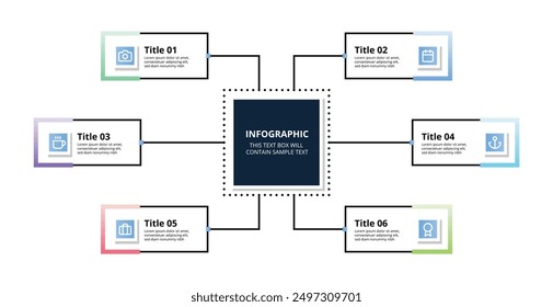 Infographic design elements for your business data with 6 options, parts, steps, timelines or processes. Vector Illustration.
