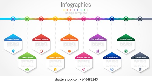 Infographic Design Elements For Your Business With 10 Options, Parts, Steps Or Processes, Vector Illustration.