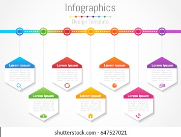 Infographic design elements for your business with 7 options, parts, steps or processes, Vector Illustration.