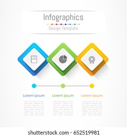 Infographic design elements for your business with 3 options, parts, steps or processes, Vector Illustration.