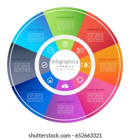 Infographic design elements for your business with 8 options, parts, steps or processes, Vector Illustration.
