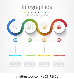 Infographic design elements for your business with 4 options, parts, steps or processes, Vector Illustration.