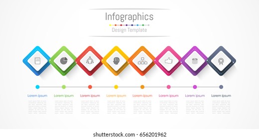 Infographic design elements for your business with 8 options, parts, steps or processes, Vector Illustration.