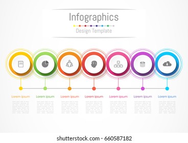 Infographic design elements for your business with 7 options, parts, steps or processes, Vector Illustration.