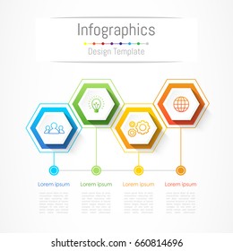 Infographic design elements for your business with 4 options, parts, steps or processes, Vector Illustration.
