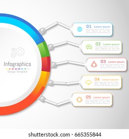 Infographic design elements for your business with 5 options, parts, steps or processes, Vector Illustration.