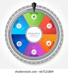 Infographic design elements for your business with 6 options, parts, steps or processes, Vector Illustration.