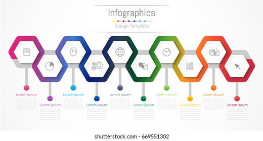 Infographic design elements for your business with 10 options, parts, steps or processes, Vector Illustration.