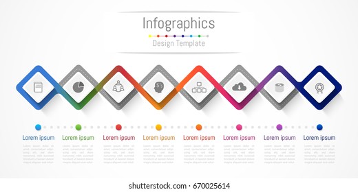 Infographic design elements for your business with 8 options, parts, steps or processes, Vector Illustration.