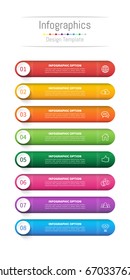 Infographic design elements for your business with 8 options, parts, steps or processes, Vector Illustration.