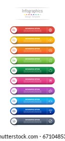 Infographic design elements for your business with 10 options, parts, steps or processes, Vector Illustration.