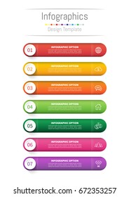 Infographic design elements for your business with 7 options, parts, steps or processes, Vector Illustration.